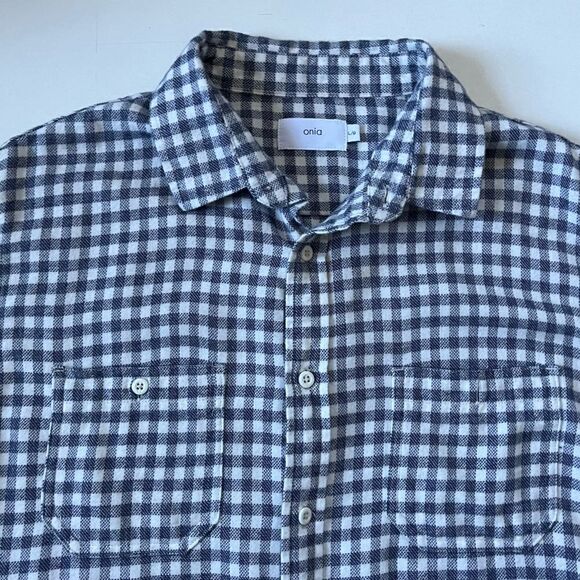 Onia Men’s Button Down Gingham Plaid Flannel Shirt Large - Picture 1 of 6
